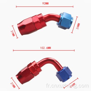 Degré en alliage d&#39;aluminium refroidisseur d&#39;huile pivotant huile carburant gaz tuyau tuyau adaptateur fin un raccord (AN8-0A) HQ